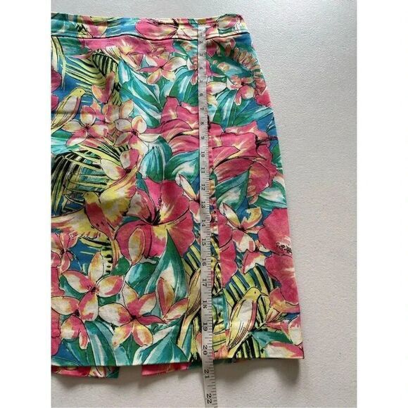 ANN TAYLOR Loft Tropical Floral‎ Hibiscus Bird Pattern Skirt Size 2 - Picture 4 of 5